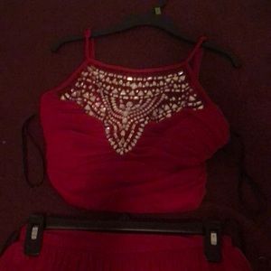 MACY’S TWO PIECE RED FORMAL DRESS
